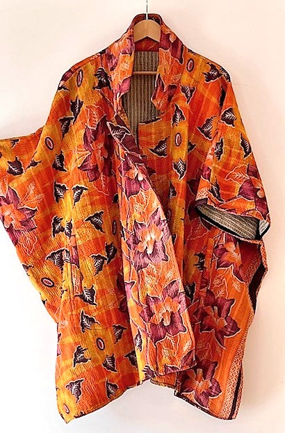 Plus Size - Specialty Collection: Hand Embroidered Short Jacket Fully Reversible. Orange