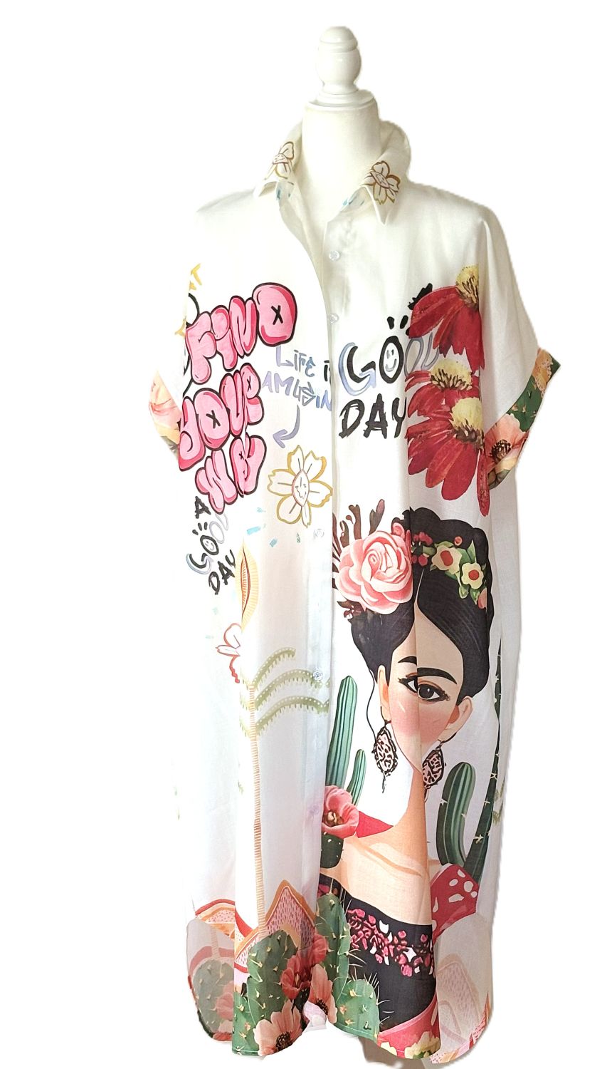 Dress, Italian Frida Shirt Is A Conversation Piece. Dramatic.