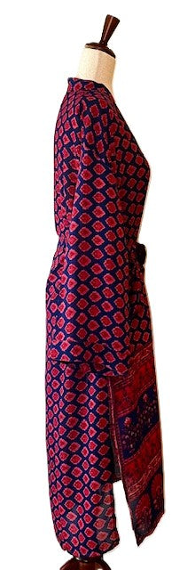 Luxury Silk Kimono Duster Is Bold (Cherry Red and Navy)