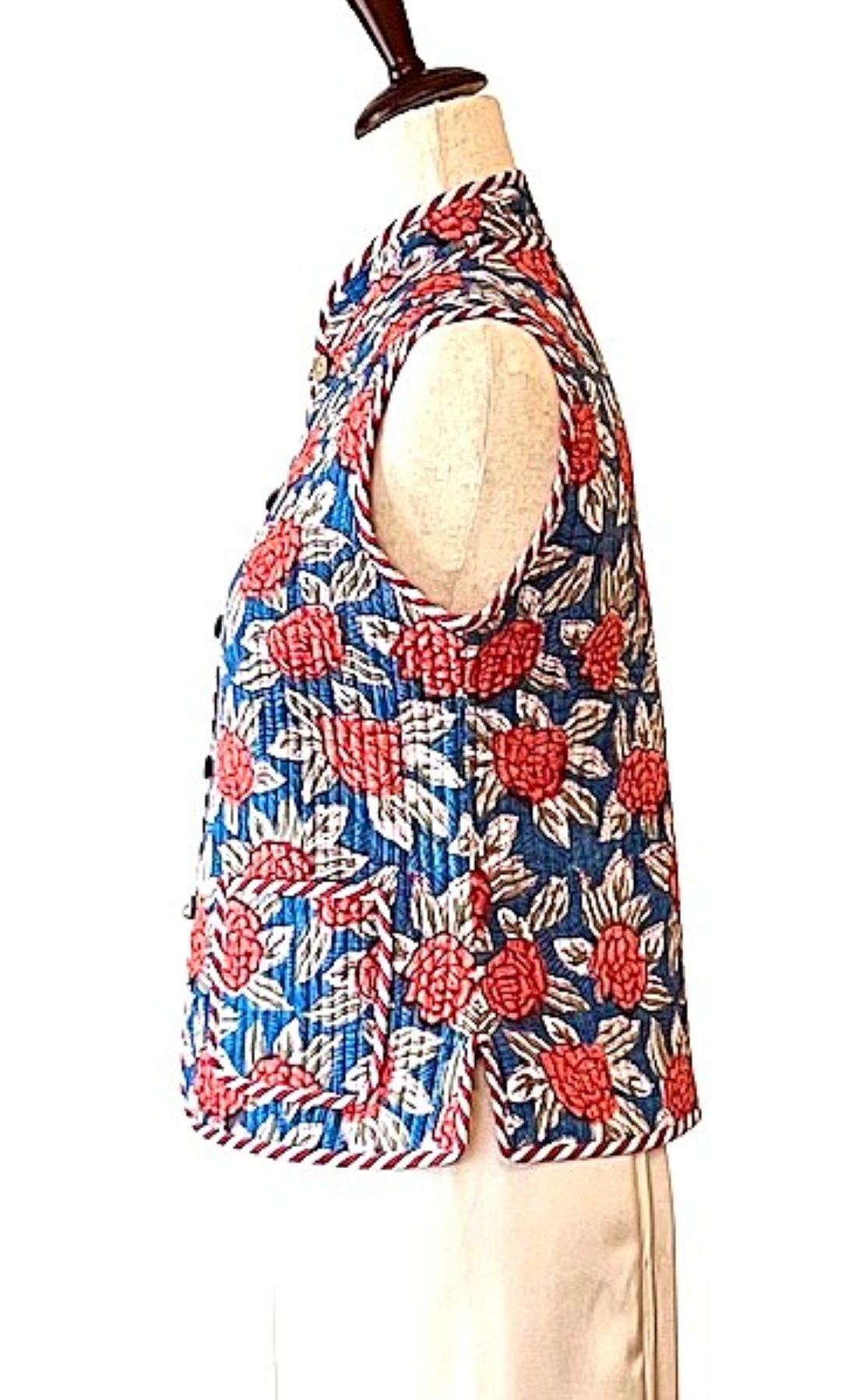 Designer Handmade Vest. (Floral Stripe)