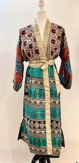 Top of the Line Silk Kimono Duster, Rich Dramatic Mixed Print (Complex)