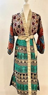Top of the Line Silk Kimono Duster, Rich Dramatic Mixed Print (Complex)