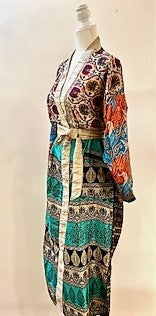 Top of the Line Silk Kimono Duster, Rich Dramatic Mixed Print (Complex)