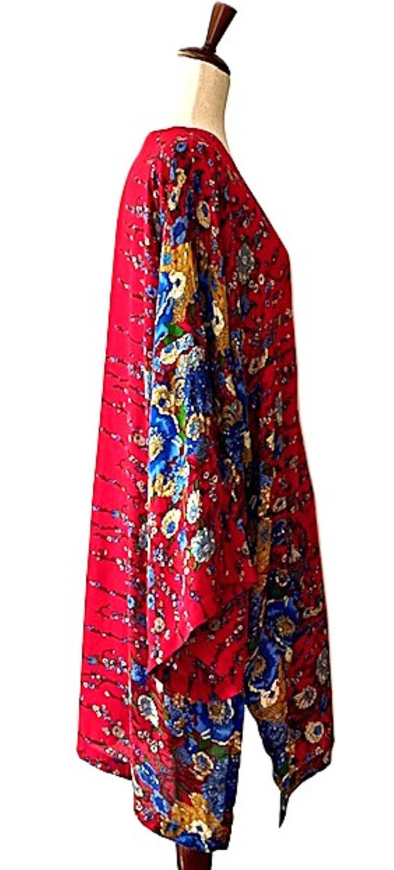 Short Silk Kimono Duster. Striking In Red.
