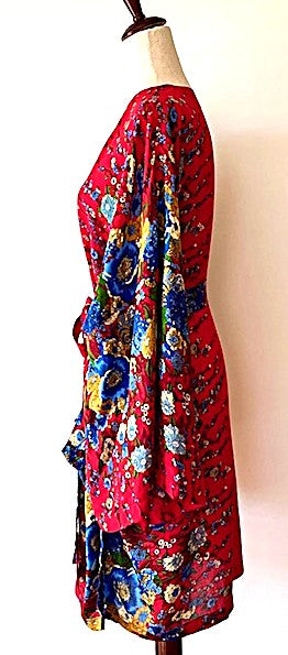 Short Silk Kimono Duster. Striking In Red.