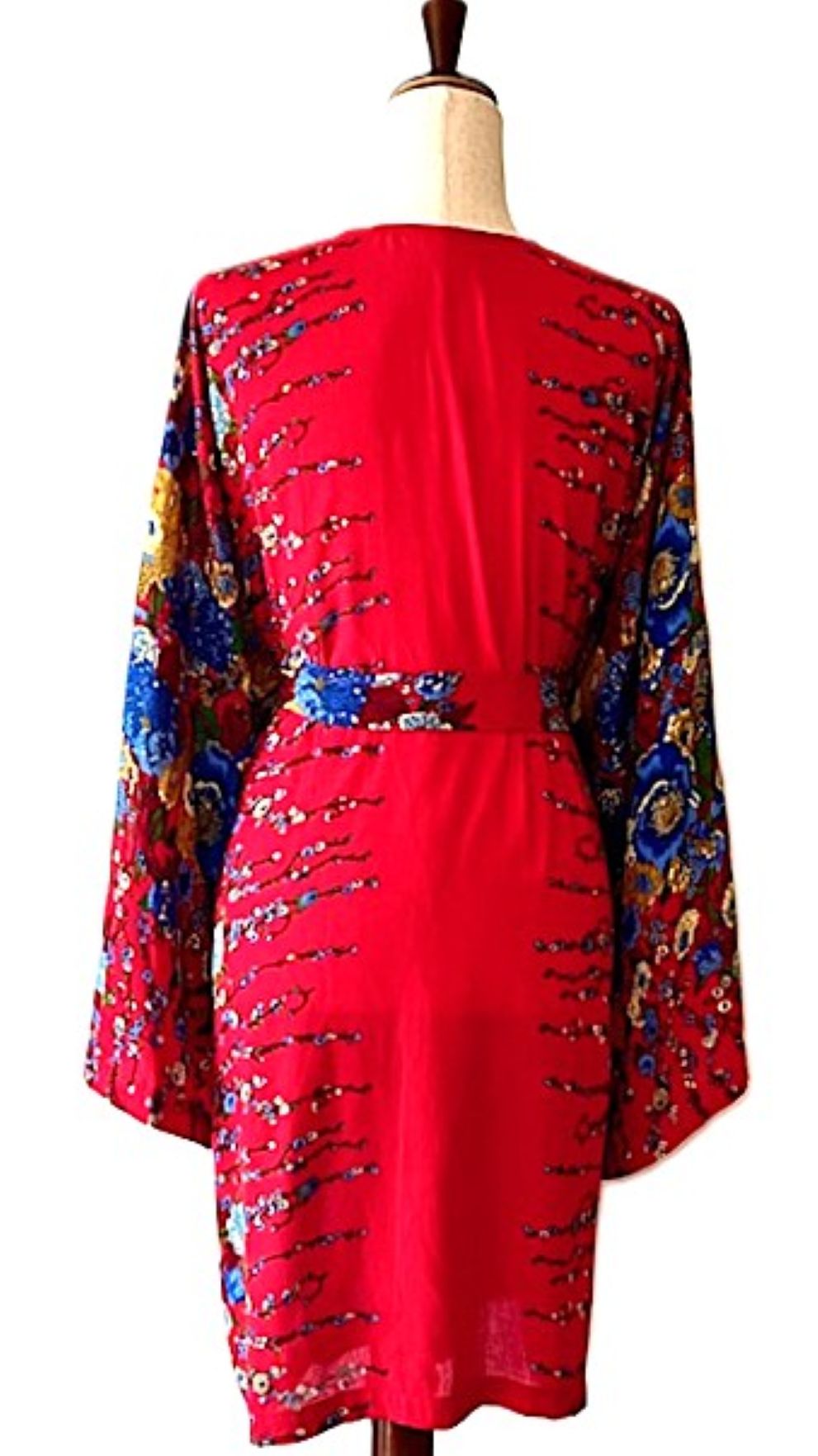Short Silk Kimono Duster. Striking In Red.