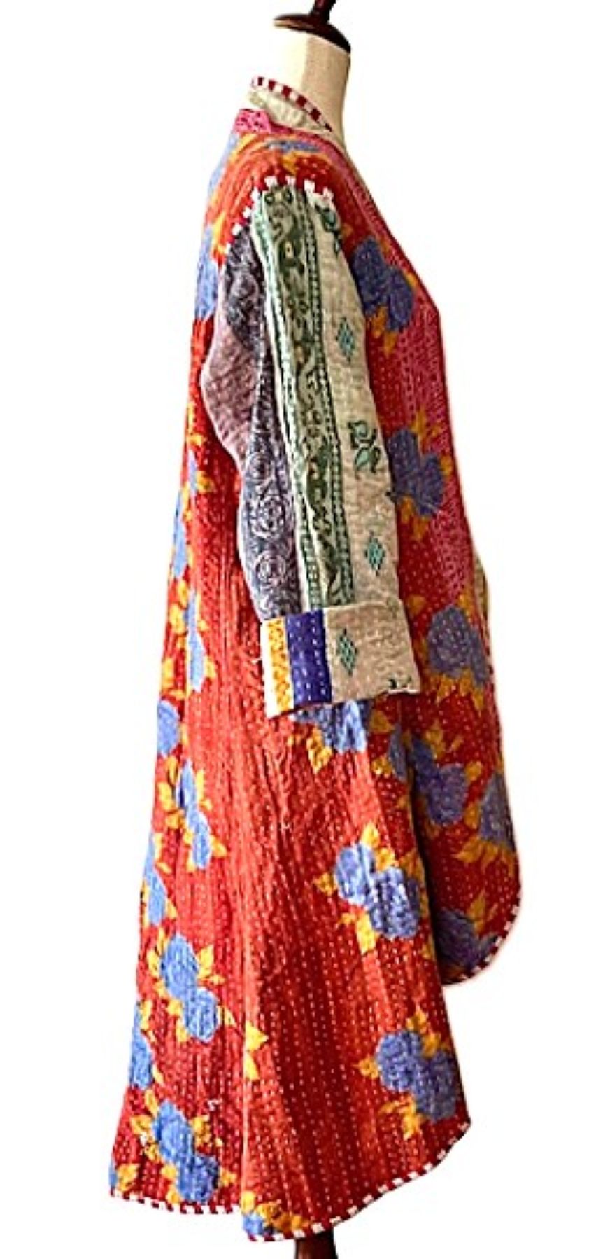 Tulip Cut Designer Waist Coat Is Fully Reversible. Kantha Stitching (Red Lavender))