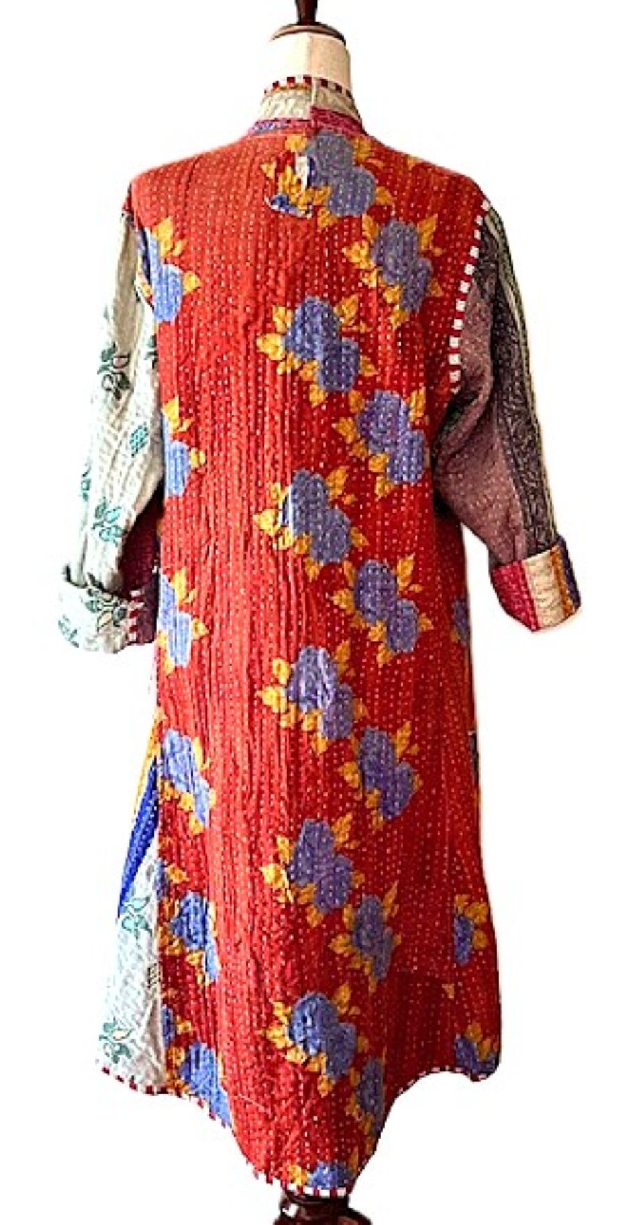 Tulip Cut Designer Waist Coat Is Fully Reversible. Kantha Stitching (Red Lavender))