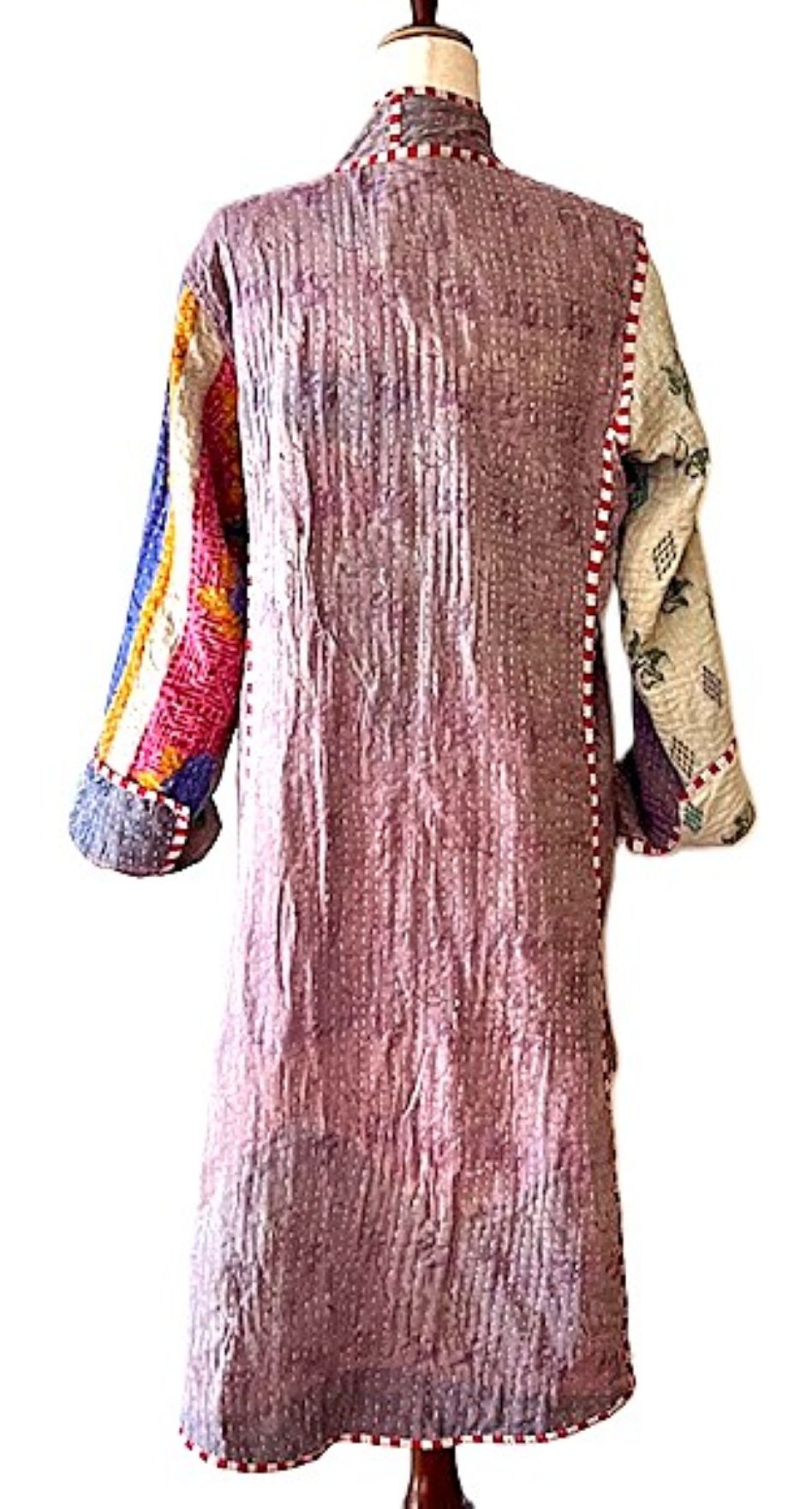 Tulip Cut Designer Waist Coat Is Fully Reversible. Kantha Stitching (Red Lavender))