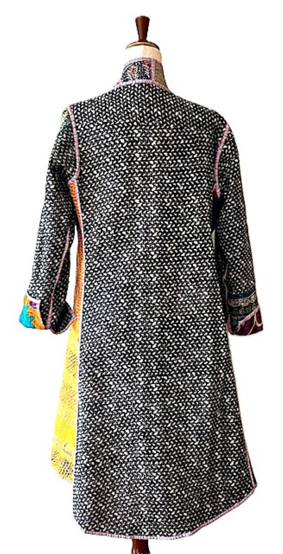 Tulip Cut Designer Waist Coat Is Fully Reversible. Kantha Stitching (Beige)