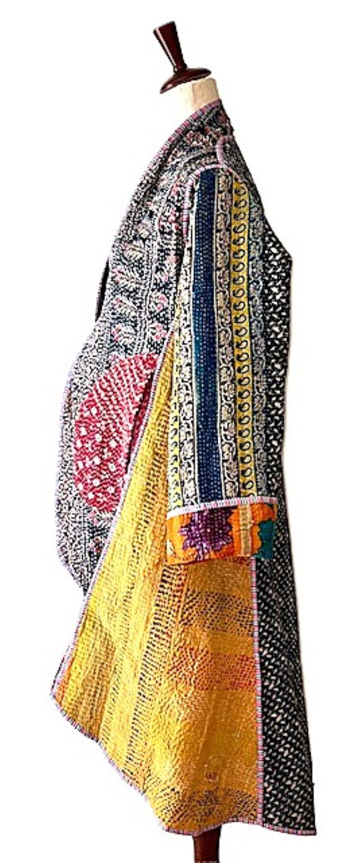 Tulip Cut Designer Waist Coat Is Fully Reversible. Kantha Stitching (Beige)