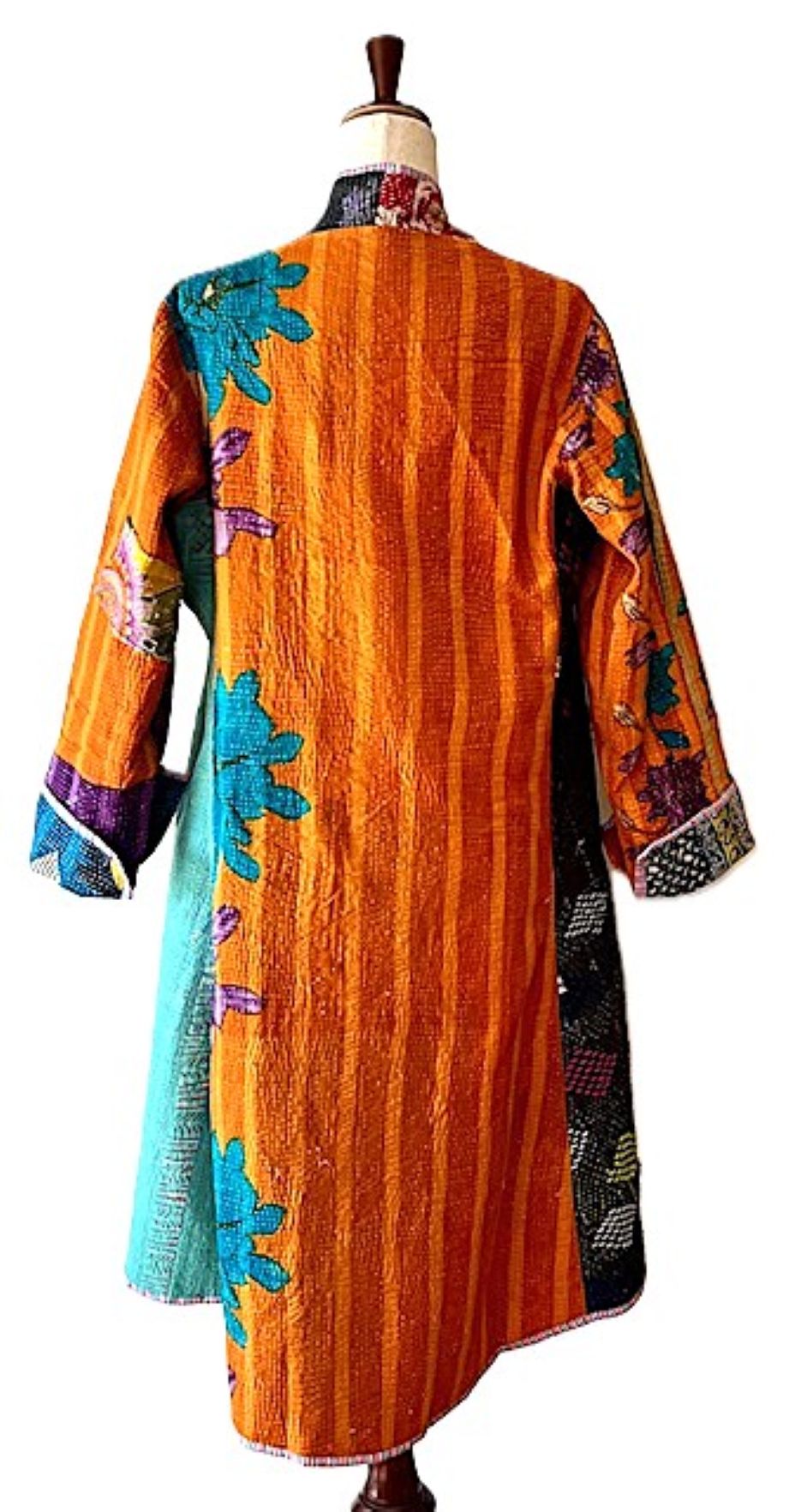 Tulip Cut Designer Waist Coat Is Fully Reversible. Kantha Stitching (Beige)