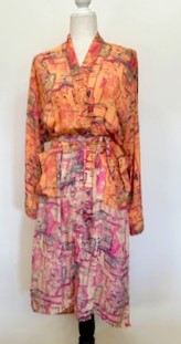 Silk Pastel Watercolor Print Kimono Duster Dress is Elegant