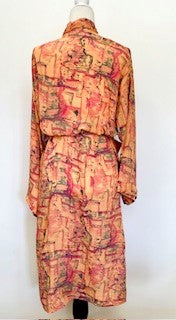 Silk Pastel Watercolor Print Kimono Duster Dress is Elegant