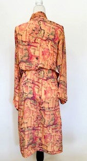 Silk Pastel Watercolor Print Kimono Duster Dress is Elegant