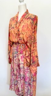 Silk Pastel Watercolor Print Kimono Duster Dress is Elegant