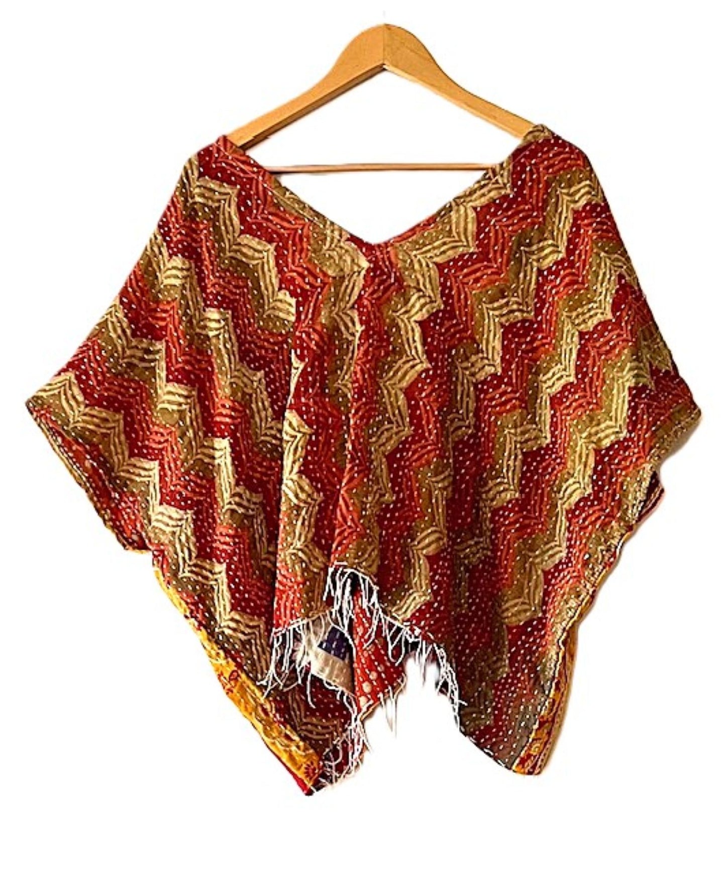 Kantha Bae OG V Crop Top. Fully Reversible 4 Ways. (Red Yellow)