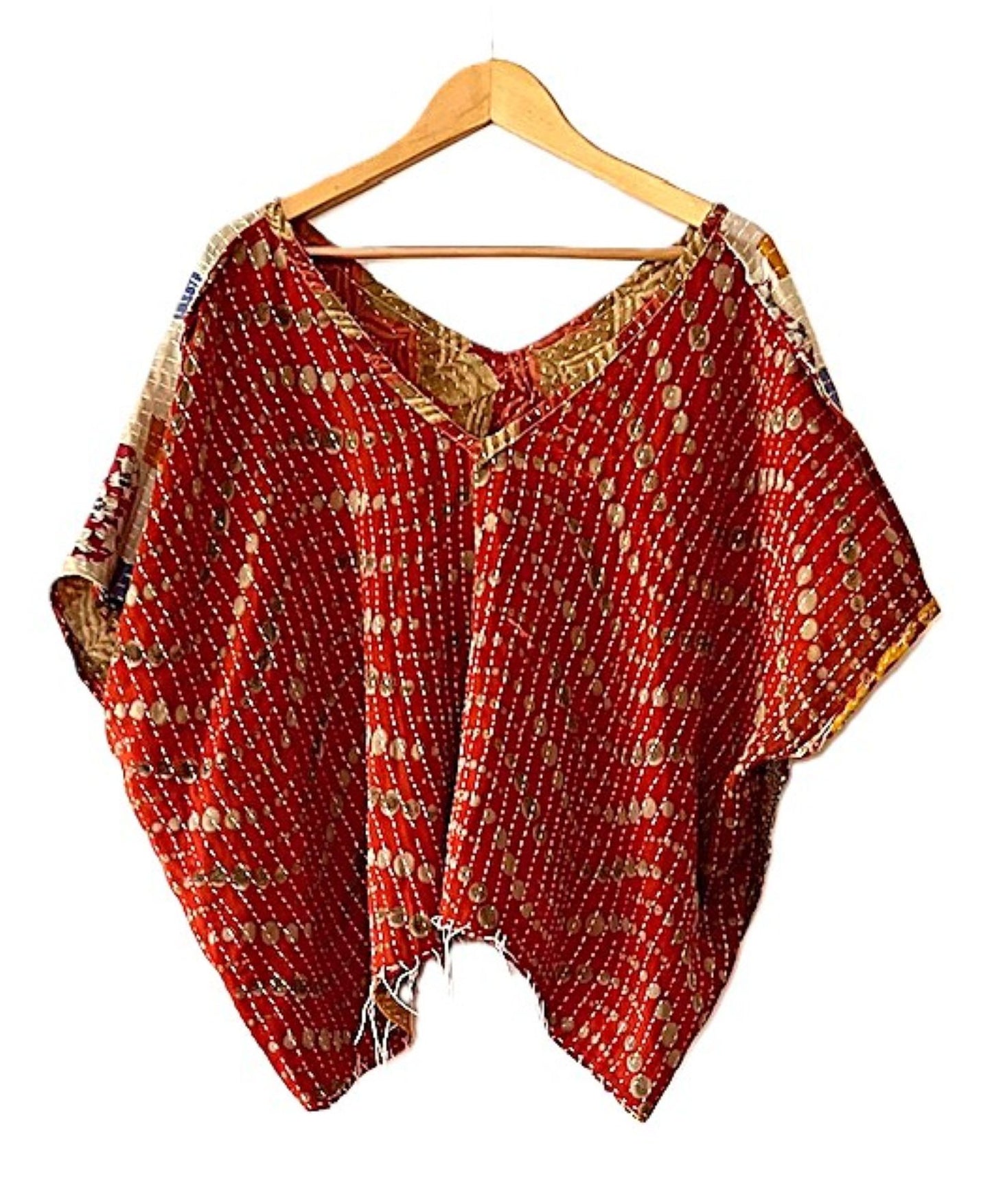 Kantha Bae OG V Crop Top. Fully Reversible 4 Ways. (Red Yellow)