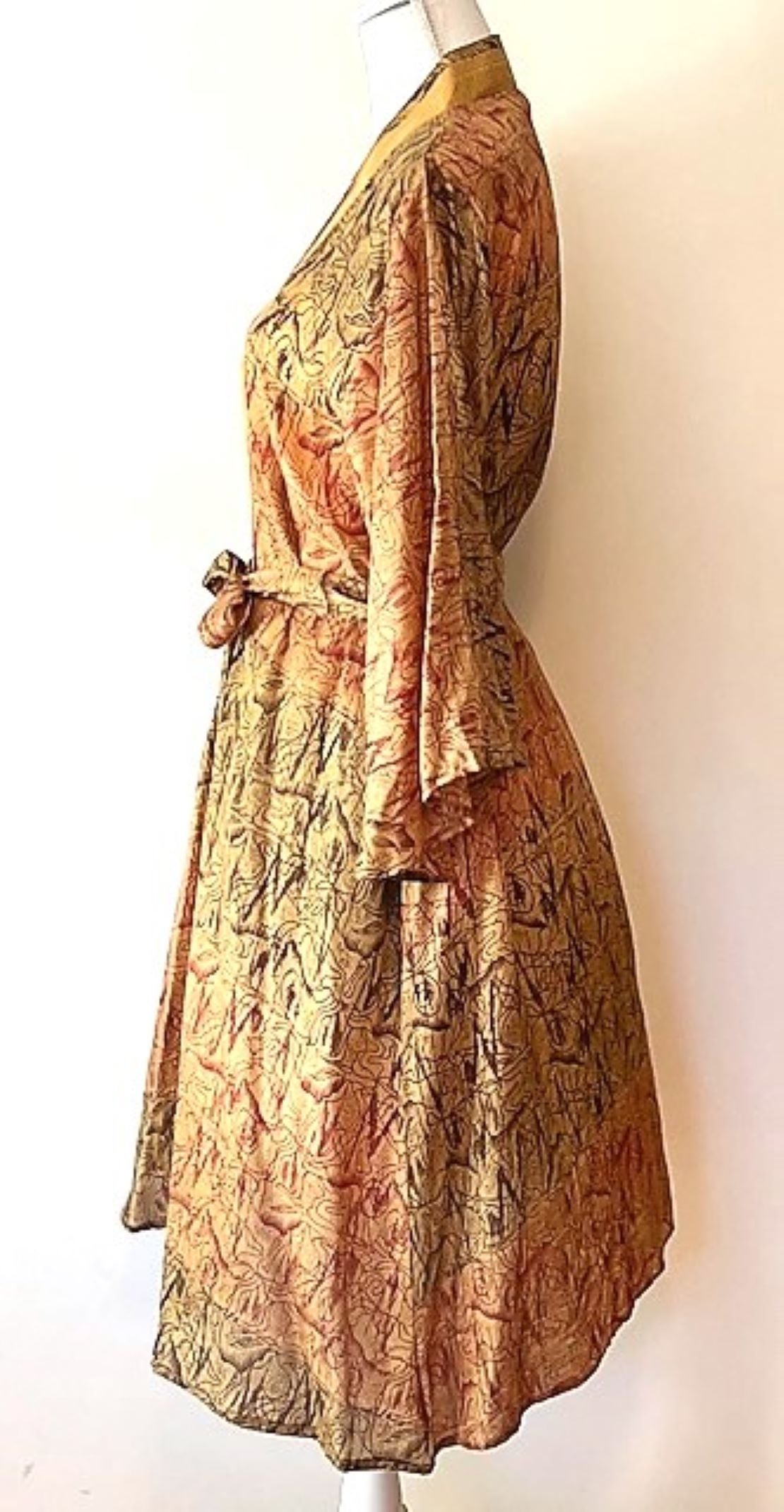 Luxury Silk Kimono Duster Dress; Perfect Thanksgiving Print
