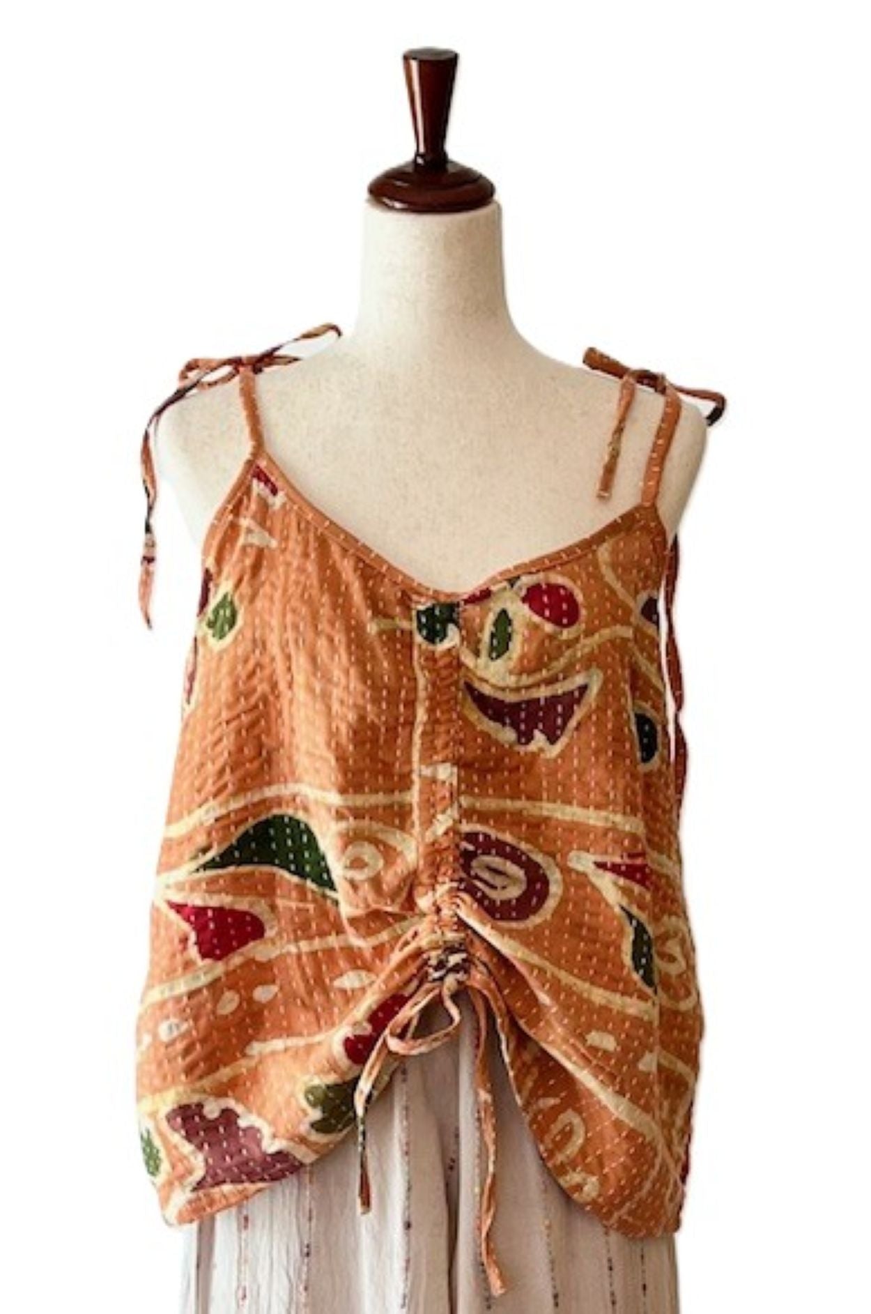 Kantha Bae Butterfly Tank Top, Fully Reversible. (Clay)