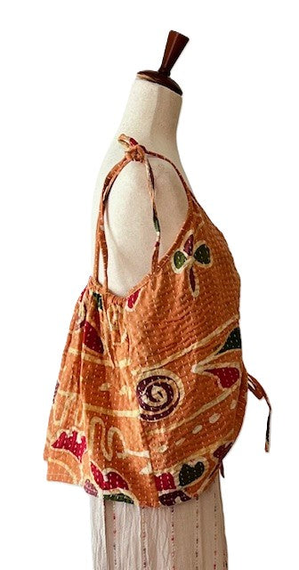 Kantha Bae Butterfly Tank Top, Fully Reversible. (Clay)