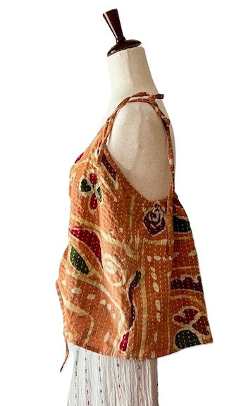 Kantha Bae Butterfly Tank Top, Fully Reversible. (Clay)