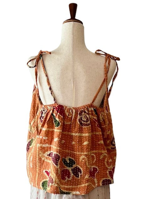 Kantha Bae Butterfly Tank Top, Fully Reversible. (Clay)