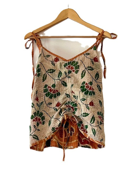 Kantha Bae Butterfly Tank Top, Fully Reversible. (Clay)
