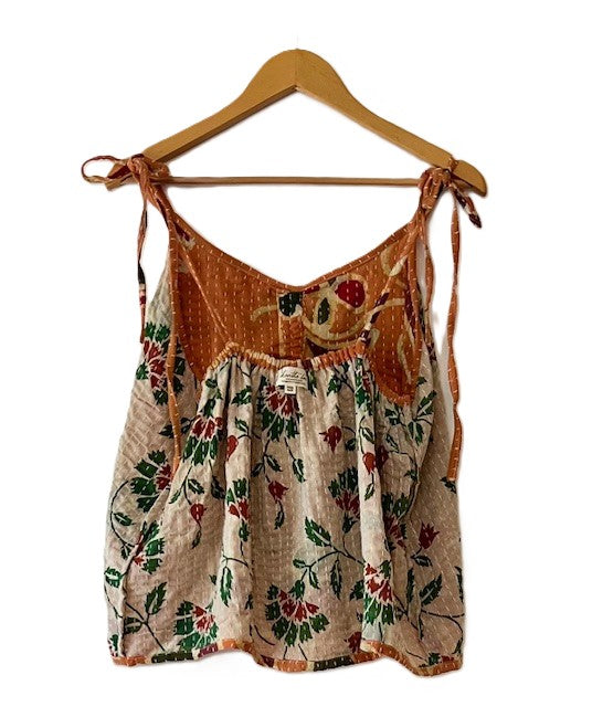 Kantha Bae Butterfly Tank Top, Fully Reversible. (Clay)