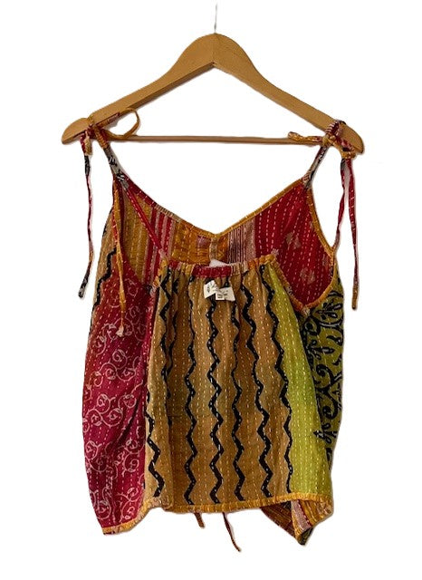 Kantha Bae Butterfly Tank Top, Fully Reversible. (Red Stripe)