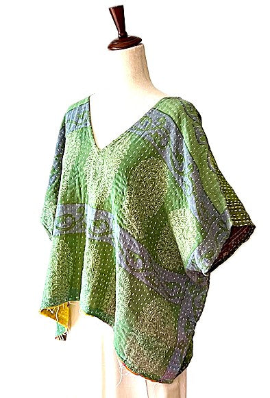 Kantha Bae OG V Crop Top. Fully Reversible 4 Ways (Green)
