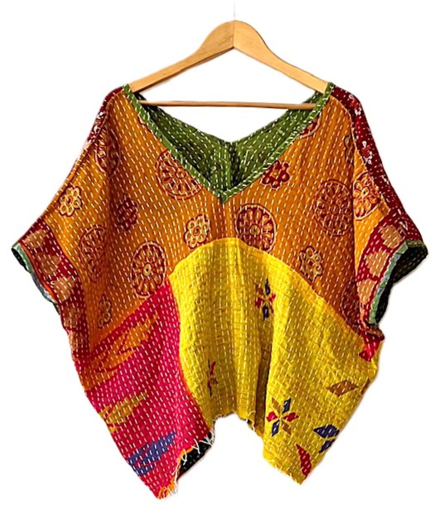Kantha Bae OG V Crop Top. Fully Reversible 4 Ways (Green)