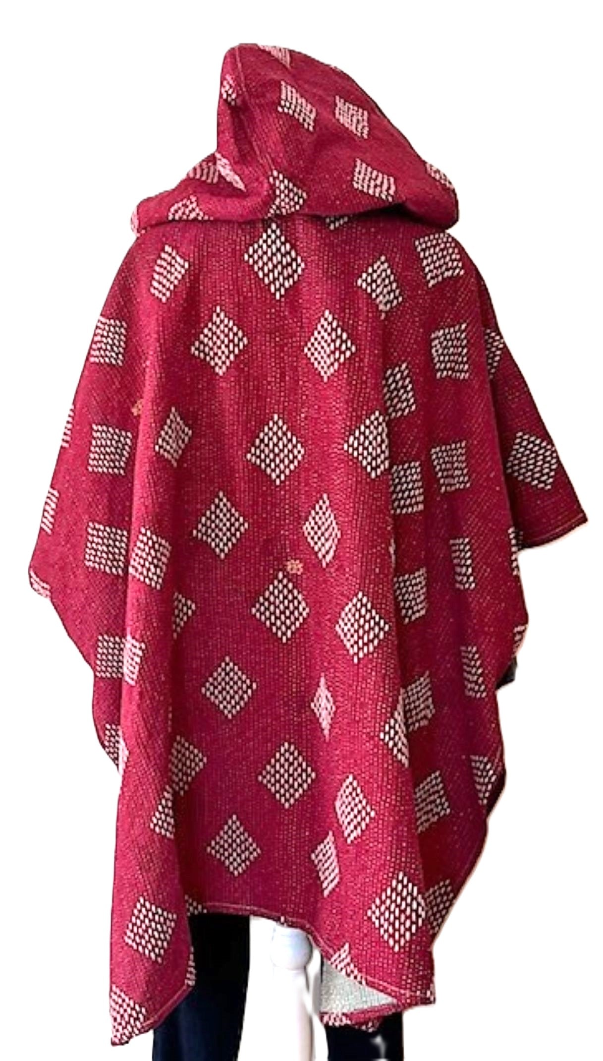Kantha Bae Knee Length Poncho Coat - Varsity