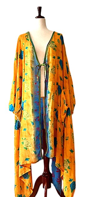 Kantha Bae New Orchid Silk Kimono With Tie . Chic. (Sunshine)