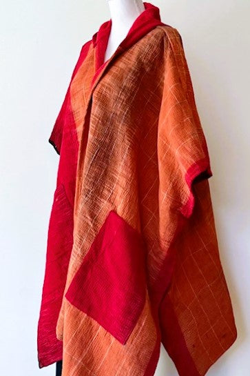 Kantha Bae Knee Length Poncho Coat - Blazes