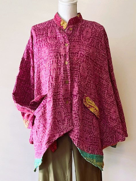 Kantha Bae Dylan's Button Down Shirt Is Versatile - Fuschia