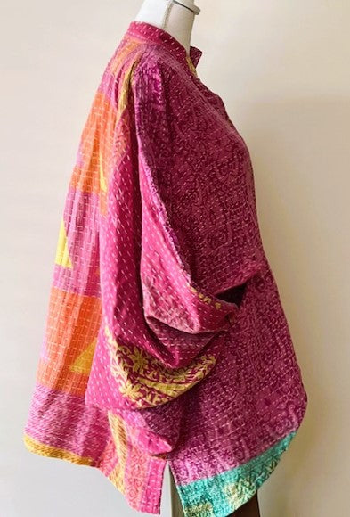 Kantha Bae Dylan's Button Down Shirt Is Versatile - Fuschia