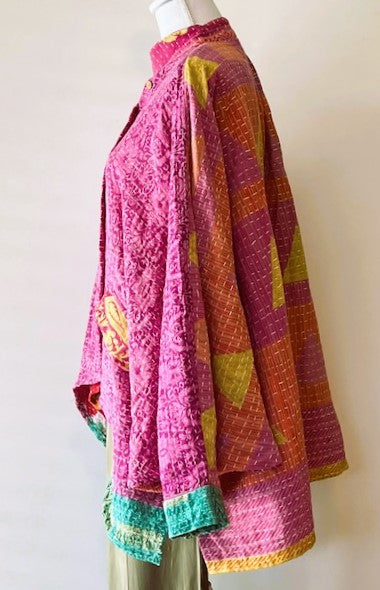 Kantha Bae Dylan's Button Down Shirt Is Versatile - Fuschia