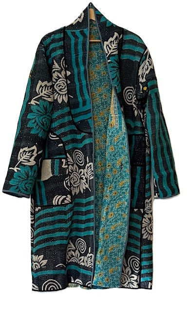 Specialty Collection: Designer Patchwork Hand Embroidered. Classic and Tailored. (Blue)