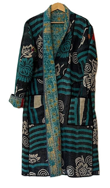 Specialty Collection: Designer Patchwork Hand Embroidered. Classic and Tailored. (Blue)