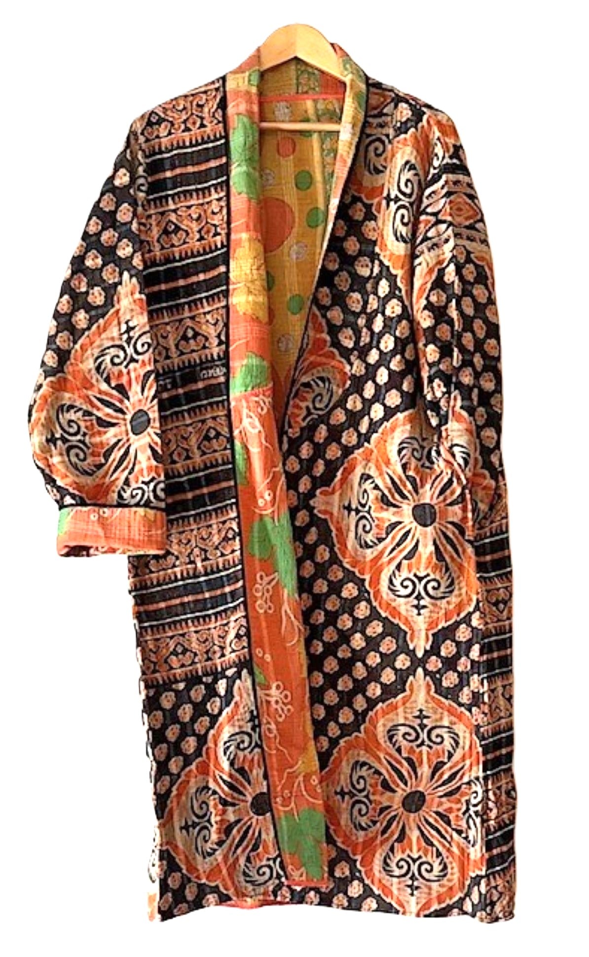 Specialty Collection: Designer Fully Reversible Patchwork Hand Embroidered Jacket. (Mustard)