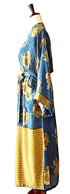 Luxurious Silk Kimono Duster. Stylish.  (Royal Daisy)