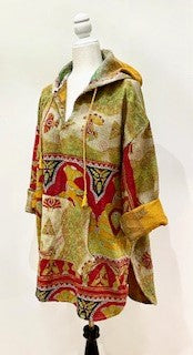 Throw and Go Hoodies Redefines Kantha (Olive)