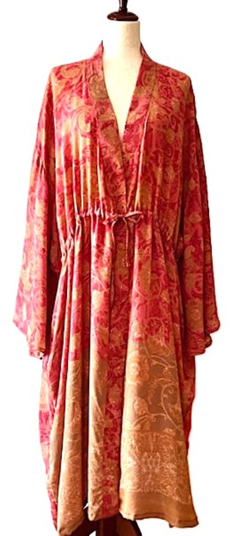 Kantha Bae Silk Dreamweaver Kimono Is A Statement Piece. (Rose Abstract)