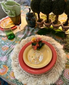 Fresh Garden Flowers Block Print Tablecloth. A Beauty.
