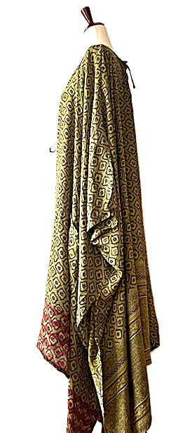 Kantha Bae New Orchid Silk Kimono With Tie . Chic. (Split Print)