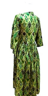 Floral Block Print Cotton Dress Looks Professional (Green)