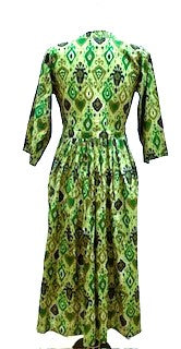 Floral Block Print Cotton Dress Looks Professional (Green)
