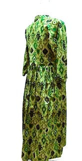 Floral Block Print Cotton Dress Looks Professional (Green)