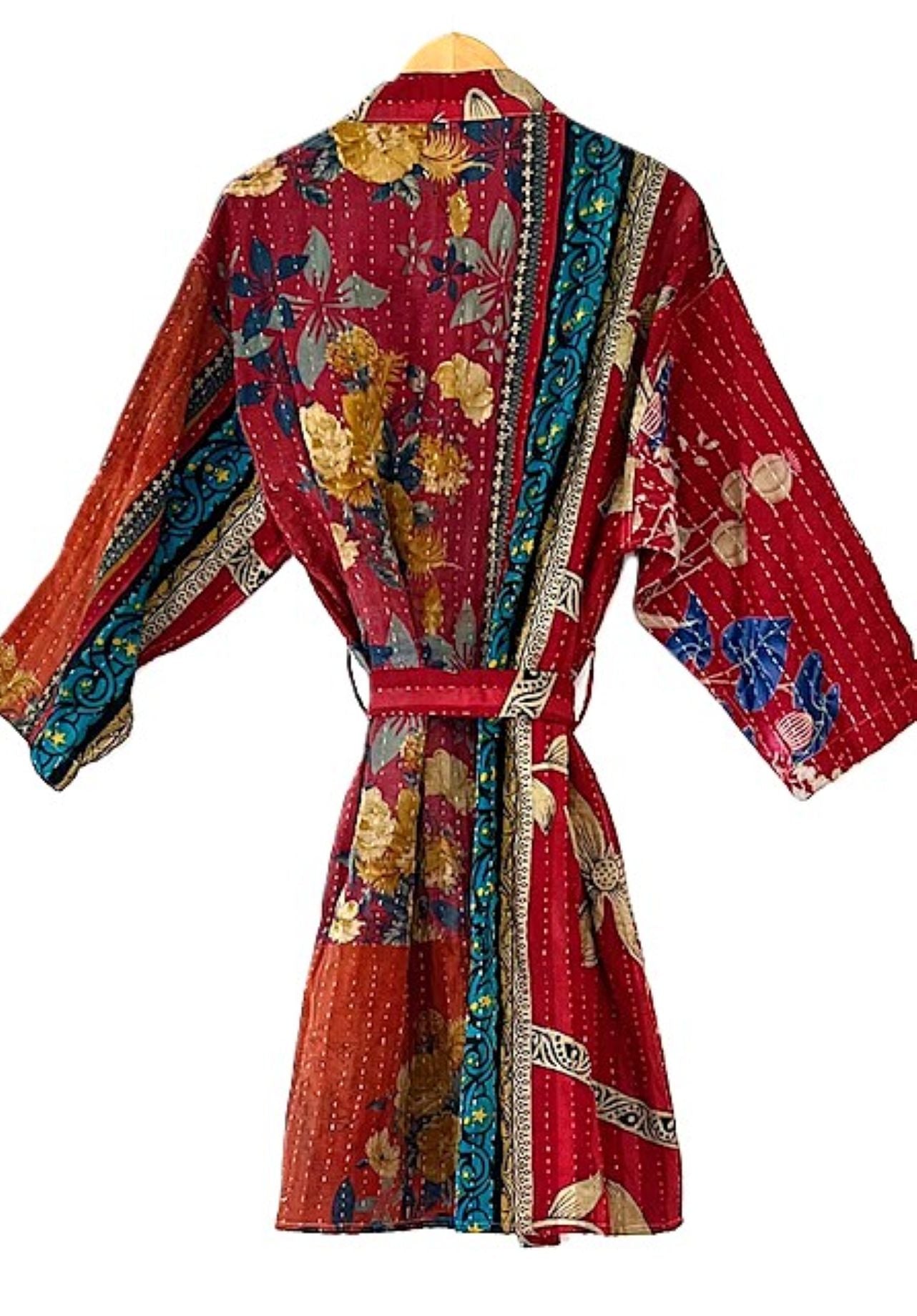 Reversible Short Quilted Kimono Jacket Is Tailored And Smart.